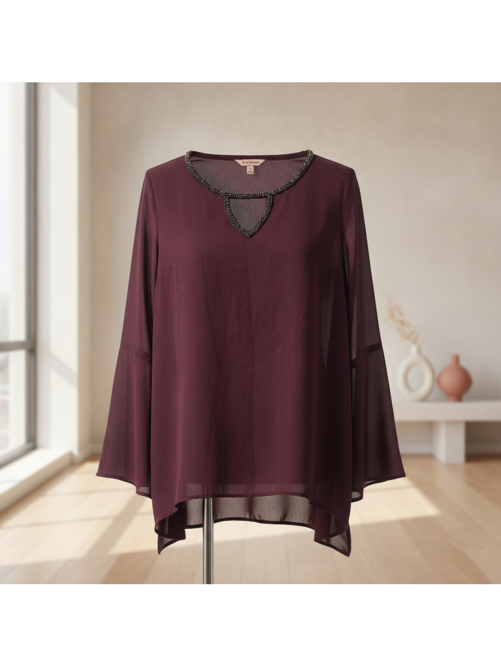 Juicy Couture Embellished Neckline Blouse S Women